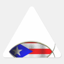 Ichthus - Puerto Rican Flag Triangle Stickers