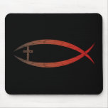 ICHTUS 2 rouge craquelé FOND NOIR Mousepad