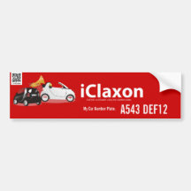 iClaxon Logo on Red - with Car Number Plate 2 Bumper Sticker
