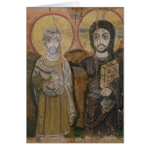 Icon depicting Abbott Mena with Christ Greeting Cards