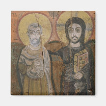 Icon depicting Abbott Mena with Christ Fridge Magnet