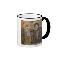 Icon depicting Abbott Mena with Christ mugs