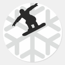 icône de surfeur de flocon de neige adhésif rond