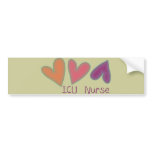 ICU Nurse 3 Hearts bumper stickers