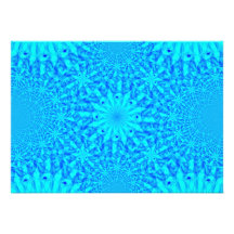 Icy Blue Fractal Monogram Blank Announcements