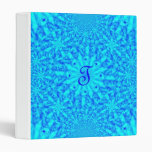 Icy Blue Fractal Monogram T 3 Ring Binder