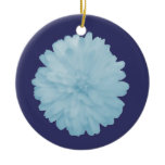 Icy Blue Marigold Custom Birthday Christmas Ornament