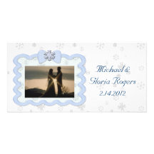 Icy Snowflake Celebration Personalized Photo Card