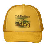 I'd Rather Be Skiing  brown Mesh Hats