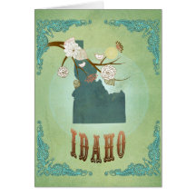 Idaho State Map – Green Greeting Cards