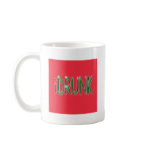 iDRUNK Green Text Red Square Funny Shirt Mugs