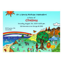 Idyllic Children's Landscape -- Paradise Announcements