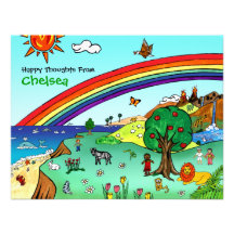 Idyllic Children's Landscape -- Paradise Notes Personalized Invitation