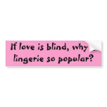 If love is blind, why is lingerie so popular? bumper sticker