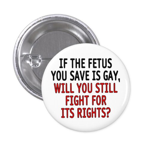 If the fetus you save is gay... pinback button
