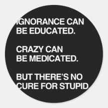 IGNORANCE CAN BE EDUCATED ROUND STICKERS