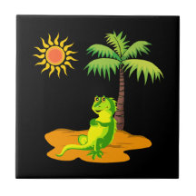 Iguana In The Desert Tile