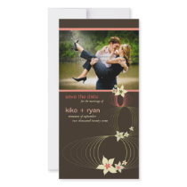 Ikebana Frangipani Pink Tropical Flower Wedding Photo Card Template