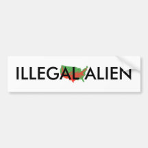 ILLEGAL ALIEN, map Bumper Sticker