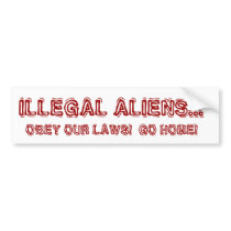 ILLEGAL ALIENS... OBEY OUR LAWS!  GO HOME! BUMPER STICKERS