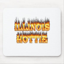 Illinois Hottie fire and flames Mousepads