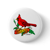 Illinois State Bird - Cardinal Pinback Button