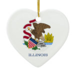 ILLINOIS STATE FLAG HEART ORNAMENT