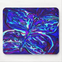 Illuminated Blue Butterfly Mouse Pad