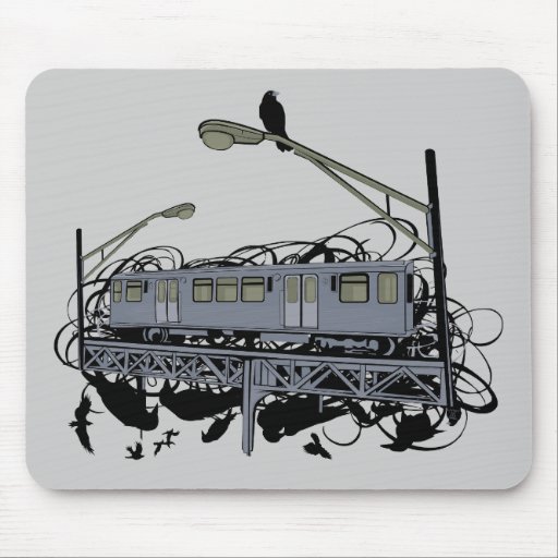 Illustrated El Train & Crows Mouse Mat