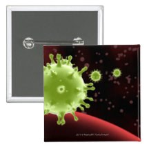 Illustrated rendering of the SARS coronavirus Pinback Buttons