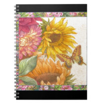 illustrated sunflower & butterfly personalize gift notebooks