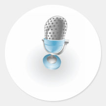 illustration bleue de microphone autocollants