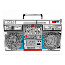 illustration du boombox 80s carte postale