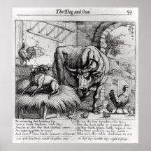 Illustration for 'The Dog and the Ox' Print