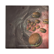 Illustration of a blood vessel with burgers fridge magnet
