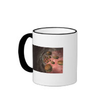 Illustration of a blood vessel with burgers coffee mug