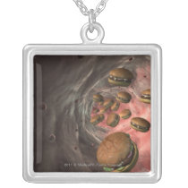 Illustration of a blood vessel with burgers personalized necklace