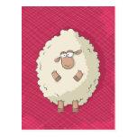 Illustration of a cute and funny giant sheep post card