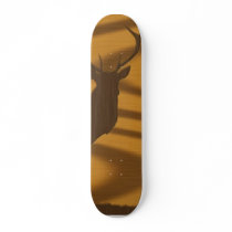 Illustration Of A Deer In Walnut On Oak Background Skateboard Deck