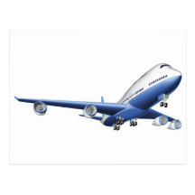 Illustration of a large passenger plane postcard