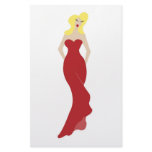 Illustration of a stylish womna in a red dress stationery