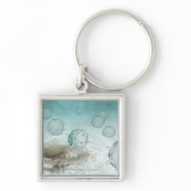 Illustration of avian flu cells key chain