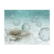 Illustration of avian flu cells postcard