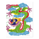 Illustration of Chinese dragon flying Postcards