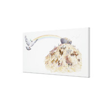 Illustration of Noah's ark with animals leaving Gallery Wrap Canvas