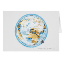 Illustration of satellite orbiting the Earth Cards