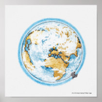 Illustration of satellite orbiting the Earth Posters