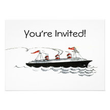 Illustration simple vintage de bateau invitation personnalisable