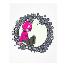 illustration triste de vecteur d'enfant d'emo invitations personnalisables