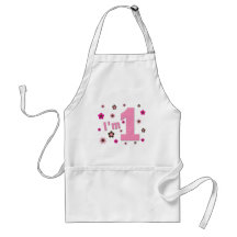 "I'm 1" Pink And Brown Flowers Birthday Aprons